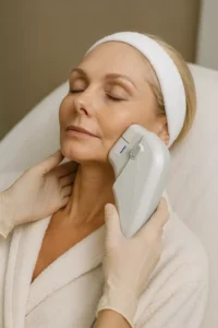 Woman receiving HIFU non surgical facelift treatment Barking and Dagenham